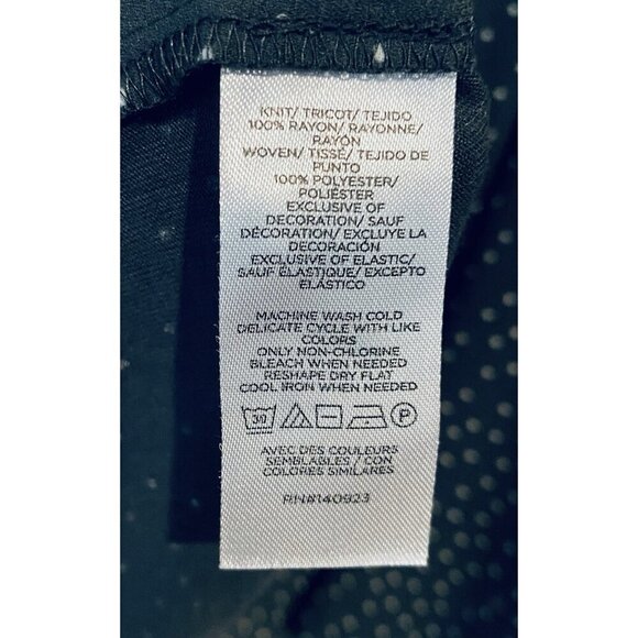 LOFT Top Womens Large Gray Dotted Smocked MIxed Media Cottagecore Romantic Flowy - Picture 7 of 8